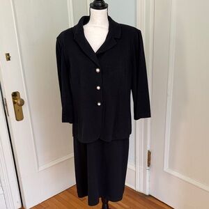 St John’s Classic black two piece suit with sleeveless sheath dress